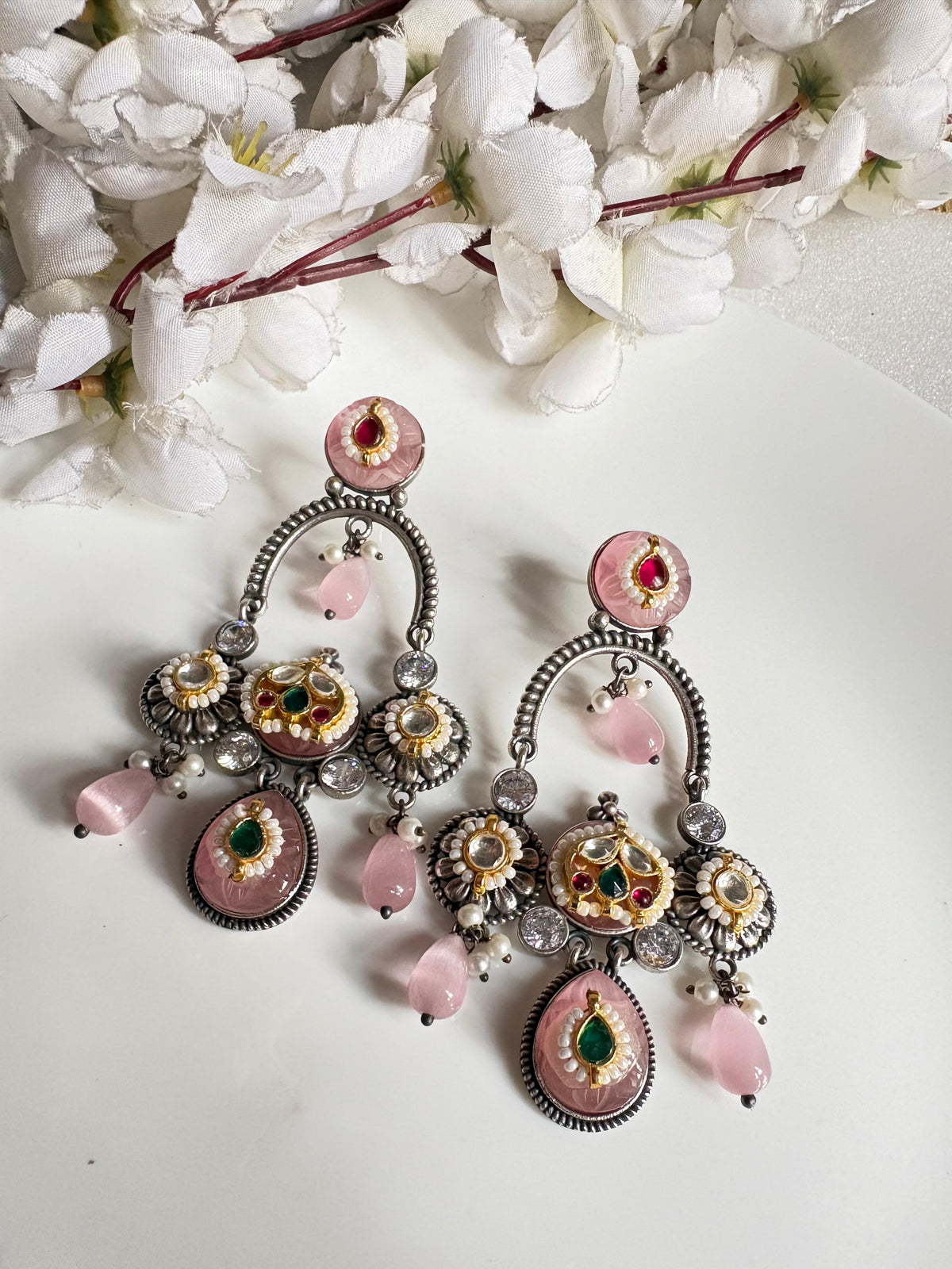 RangTarini Fusion Earrings | SLA Fusion Stone Earrings with Kundan Detailing | Statement Earrings