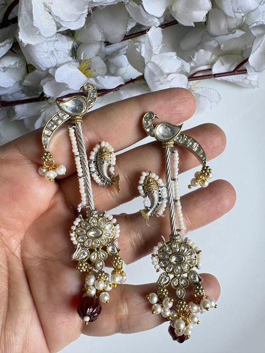 Mayur Kundan Statement Earrings with Pearl Drops | Premium Fusion Jewellery