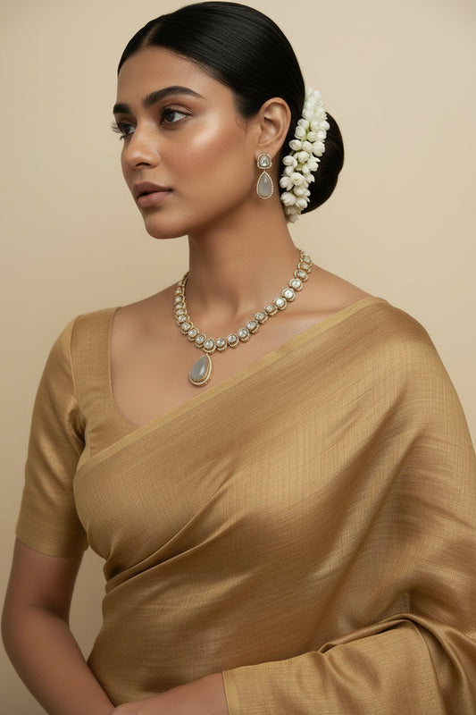 Polki Drop Necklace Set with Teardrop Pendant Elegant Indian Wedding Jewellery