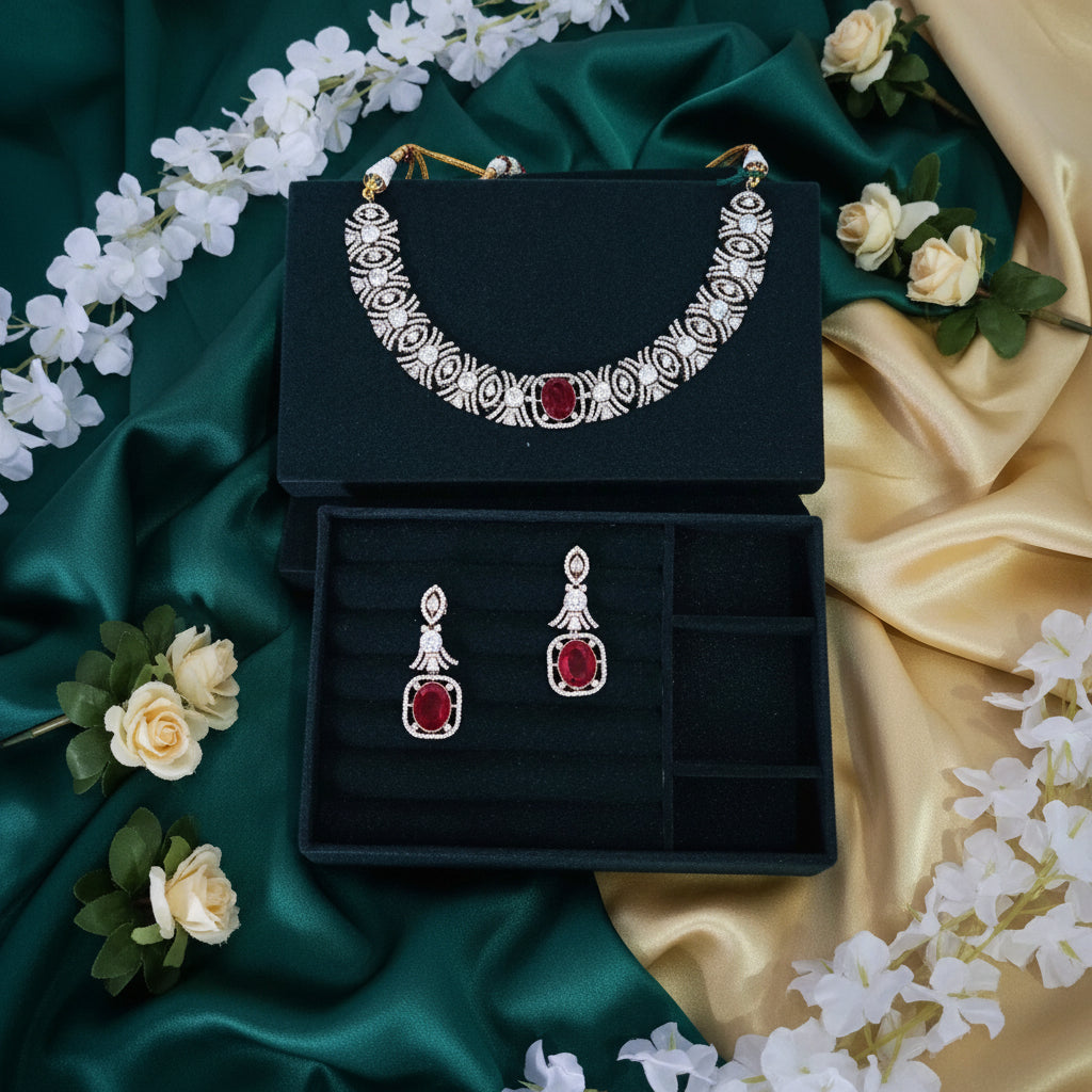 Ruby Polki Statement Necklace Set Elegant Bridal Jewellery India