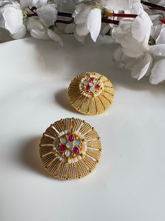 Suvarnaprabhā Kundan Matt Earrings | Gold Matt Kundan Earrings with Apala Polish | Traditional Indian Jewellery
