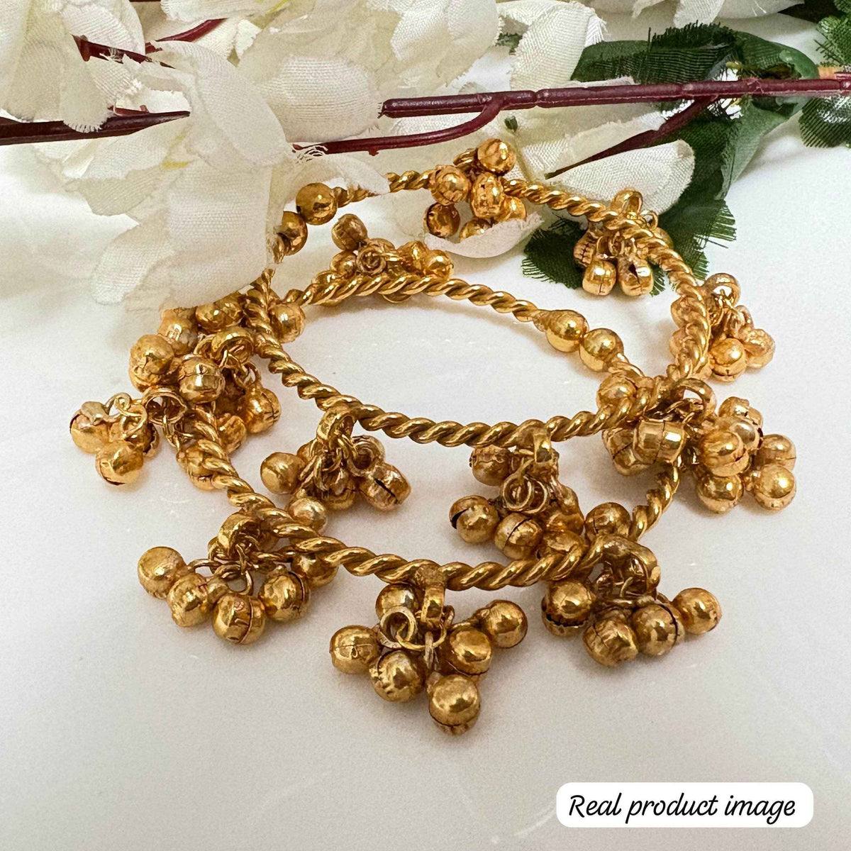 Kalashree Bangdi Golden Polish Antique Ghungroo Kada