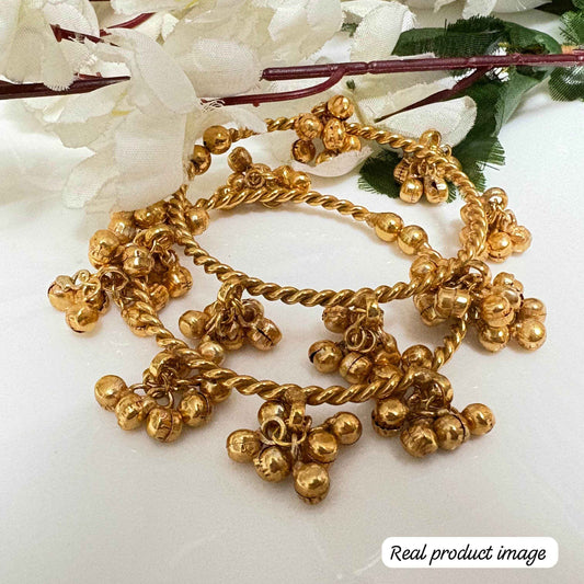 Kalashree Bangdi Golden Polish Antique Ghungroo Kada