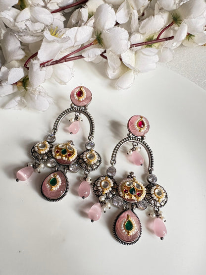 RangTarini Fusion Earrings | SLA Fusion Stone Earrings with Kundan Detailing | Statement Earrings