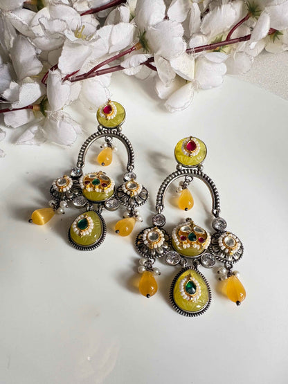 RangTarini Fusion Earrings | SLA Fusion Stone Earrings with Kundan Detailing | Statement Earrings