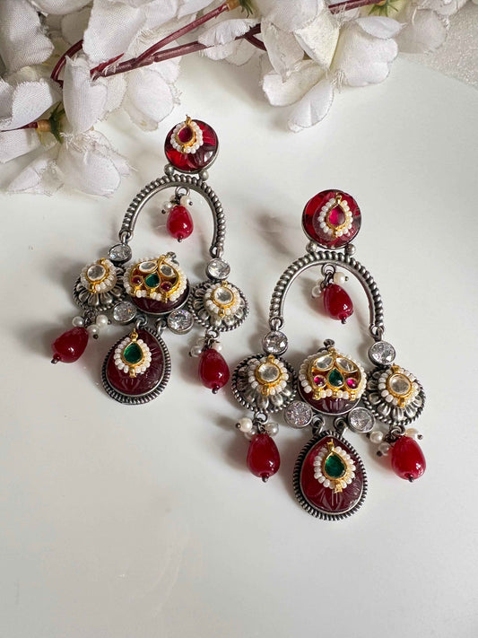RangTarini Fusion Earrings | SLA Fusion Stone Earrings with Kundan Detailing | Statement Earrings