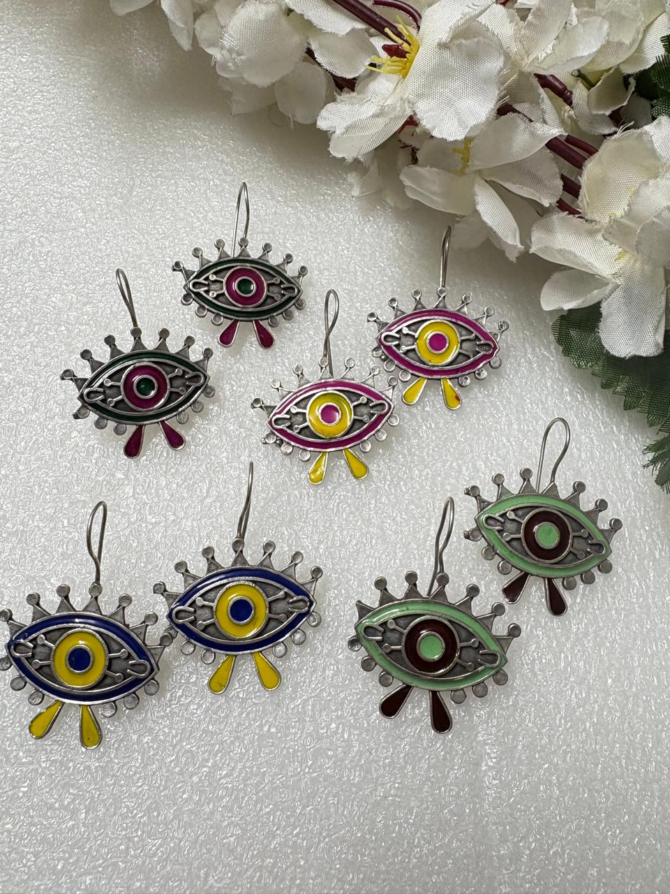 Nazar Antique Evil Eye Hook Earrings
Handcrafted Evil Eye Earrings | Antique Silver Hook Earrings | Statement Boho Jewellery