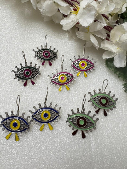 Nazar Antique Evil Eye Hook Earrings
Handcrafted Evil Eye Earrings | Antique Silver Hook Earrings | Statement Boho Jewellery
