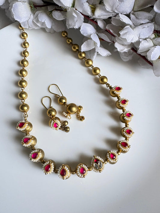 Noorika Minimal Fusion Long Necklace Set – Premium SLA Kundan Fusion Necklace with Earrings