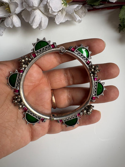 Gajra Rangmeen Meena Openable Kada | Premium Brass Base Imitation Handcuff | Navratri Jewellery