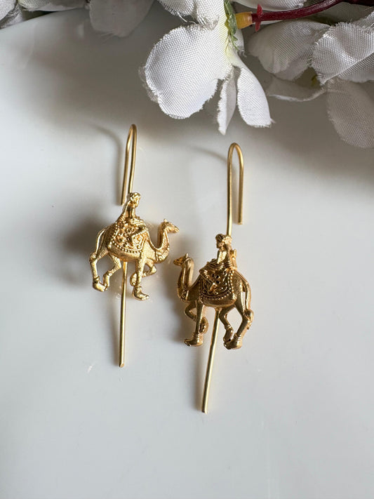 Gold Needle Earrings | Premium Handcrafted Imitation Jewellery by Alankrent - Alankrent Luxe
