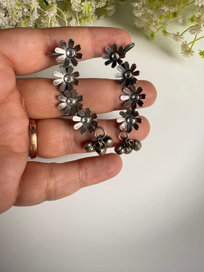 Pushpa Floral Stone Earcuffs | German Silver Ear Cuffs for Women