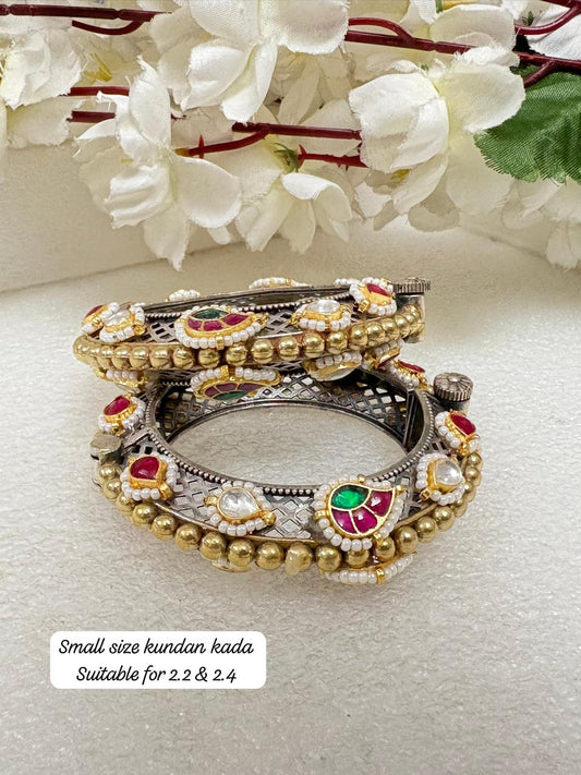 Ruhvika Premium SLA Kundan Fusion Kada Online | Antique Brass Ethnic Kada for Women