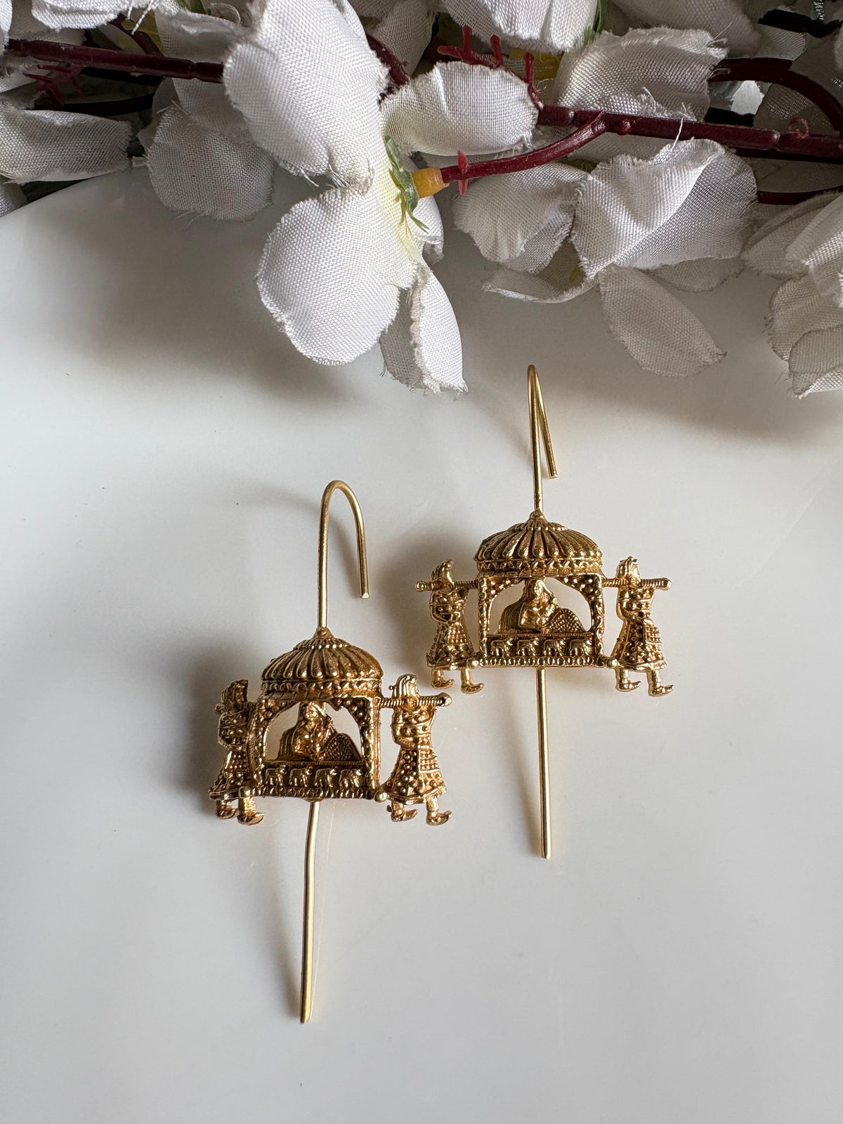 Gold Needle Earrings | Premium Handcrafted Imitation Jewellery by Alankrent - Alankrent Luxe