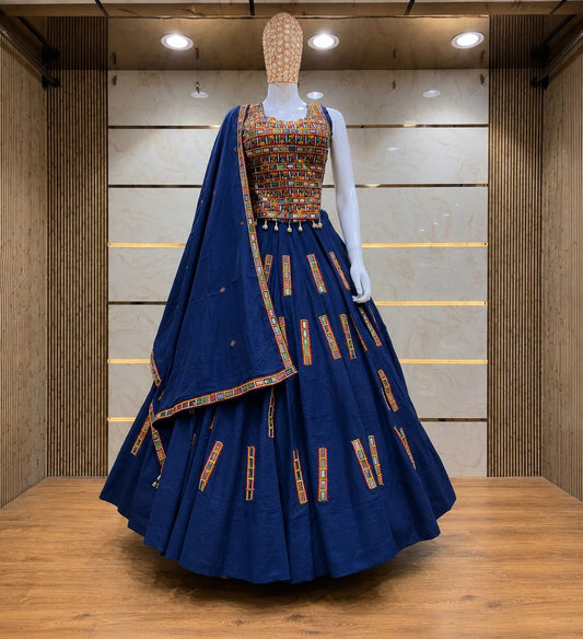 Mirali-Kutchhi Chaniya Choli | Traditional Gujarati Mirror Work Lehenga with Designer Blouse & Dupatta