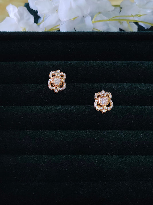 Elanira Polki CZ Diamond Stud Earrings Floral Design Elegant Occasion Jewellery | Premium Indian Jewellery