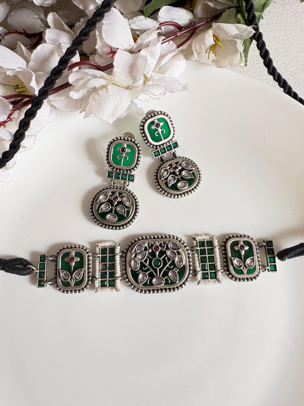 Chandrika Noor Trending Thread Choker Necklace Set with Earrings Online