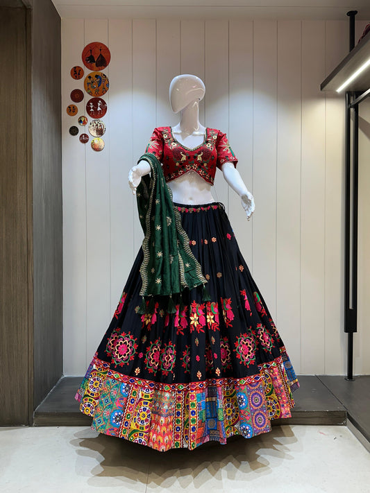 Rangrez Popat Chaniya Choli with Mirror Work & Chanderi Dupatta