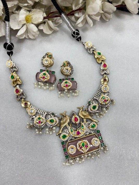 New Arrival SLA Kundan Necklace with Pink Stone Earrings  Festive Jewellery  Handcrafted Indian Kundan Jewellery | Premium Statement Necklace Set Online by Alankrent