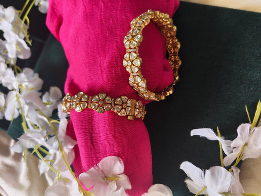 Noorika Polki Moissanite Kada Set | Premium Bridal Kundan Bangles