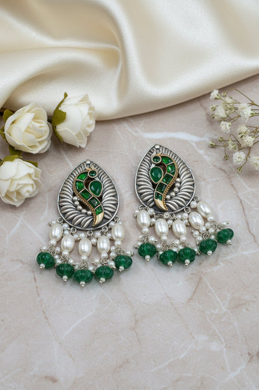 Vaidarbhika Multicolour Kundan Pearl Drop Earrings