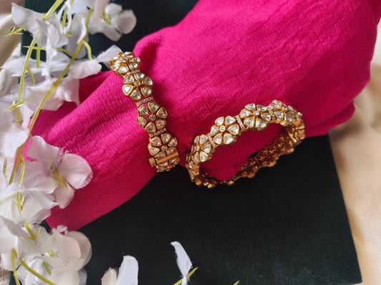Noorika Polki Moissanite Kada Set | Premium Bridal Kundan Bangles