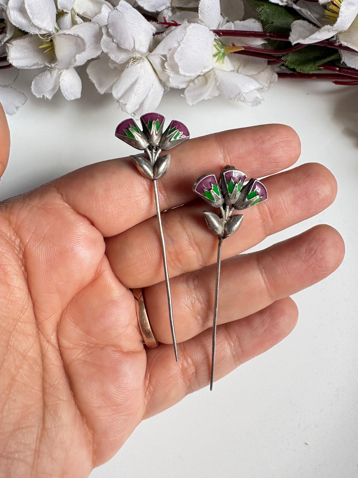 Pushpika Handpainted SLA Needle Earrings | Floral Long Statement Earrings