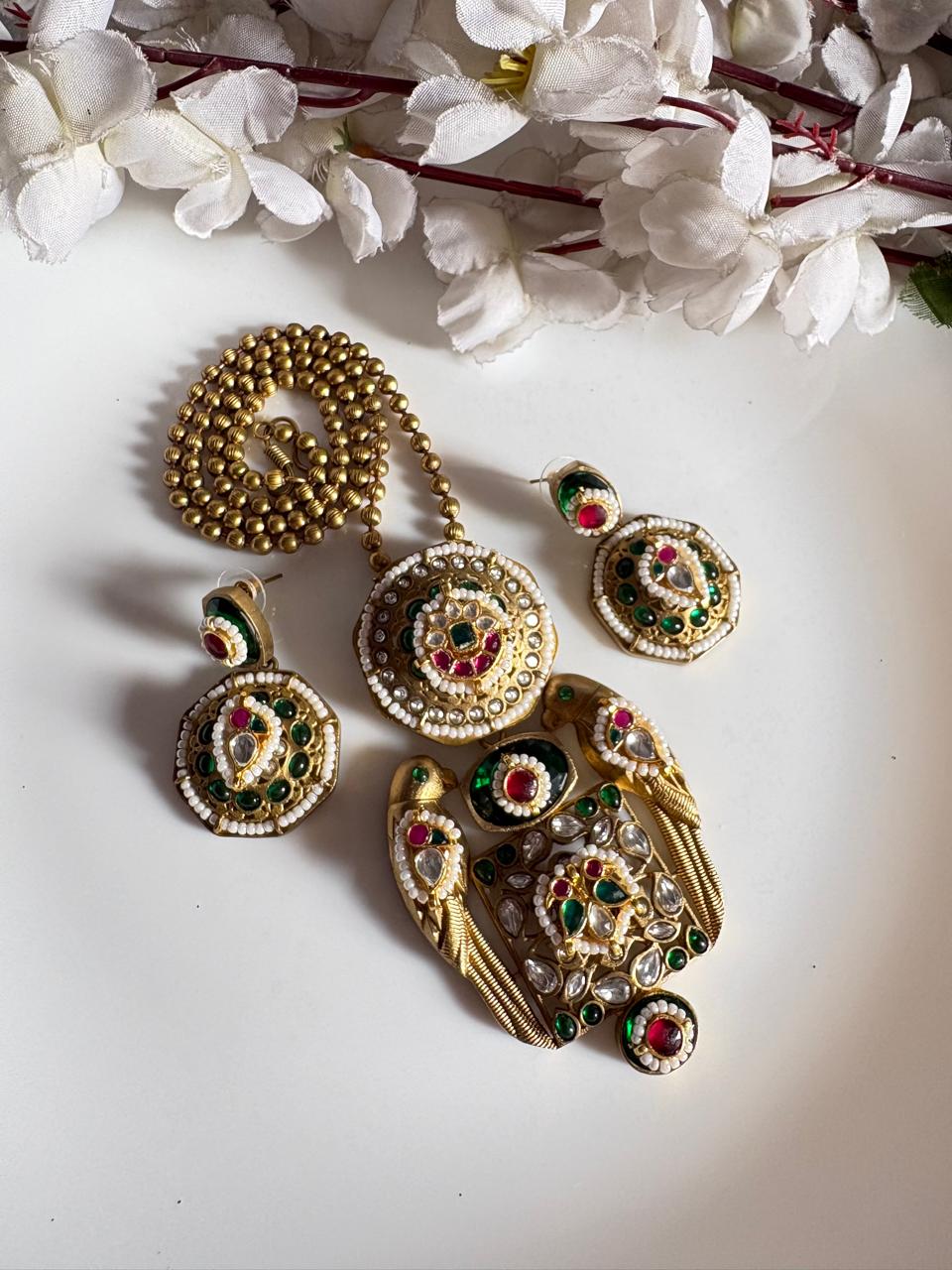 Apala Dark Polish Kundan Long Necklace by Alankrent