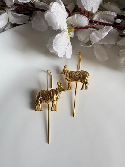 Gold Needle Earrings | Premium Handcrafted Imitation Jewellery by Alankrent - Alankrent Luxe