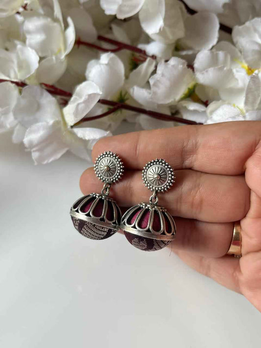 Noorika Gulnaar Premium Silver Look Statement Jhumka Earrings for Women Online