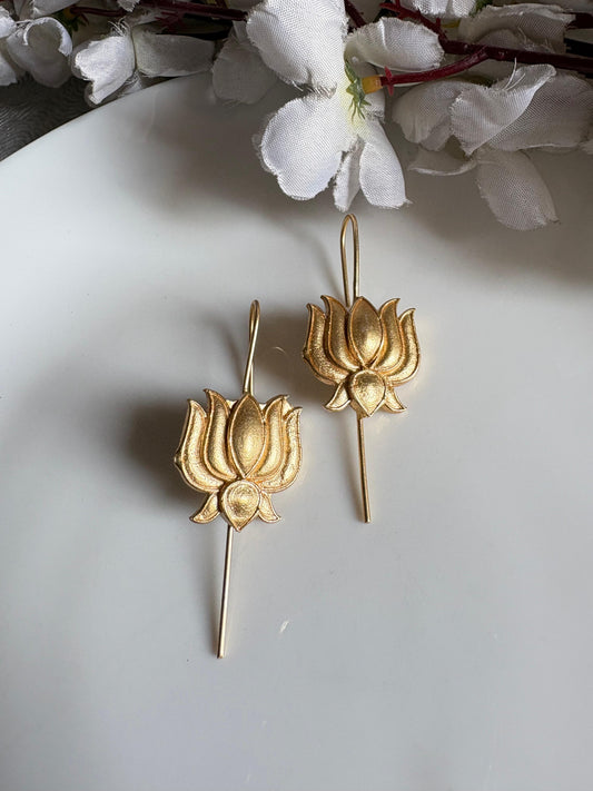 Gold Needle Earrings | Premium Handcrafted Imitation Jewellery by Alankrent by Alankrent