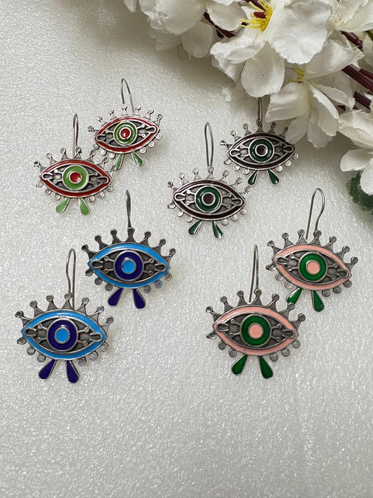 Nazar Antique Evil Eye Hook Earrings
Handcrafted Evil Eye Earrings | Antique Silver Hook Earrings | Statement Boho Jewellery