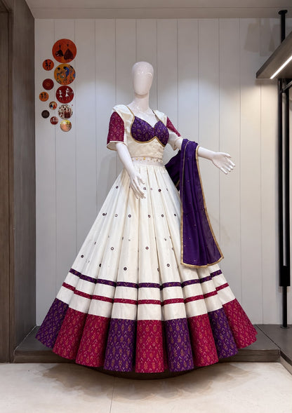 Vasudha-Raas Pure Jute Khadi Chaniya Choli with Cotton Dupatta | Traditional Navratri Garba Lehenga